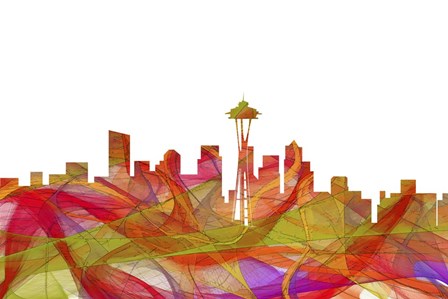 Seattle Washington Skyline - Summer Swirl by Marlene Watson art print