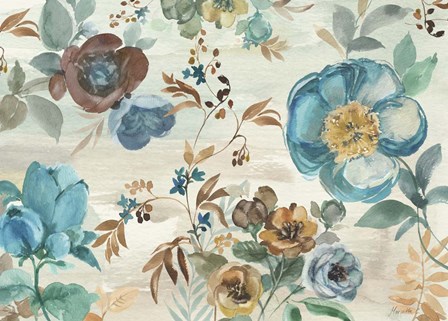 Turquoise Floral by Marietta Cohen art print