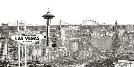 Vegas Skyline in B&amp;W by Melissa Wang art print