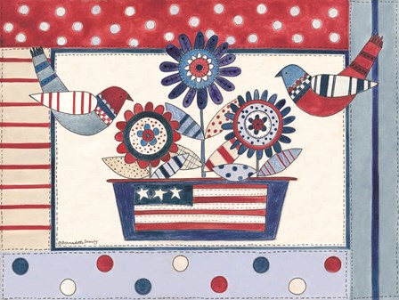 Patriotic Birds and Flowers by Bernadette Deming art print