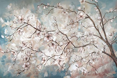 Magnolia Branches on Blue by Tre Sorelle Studios art print
