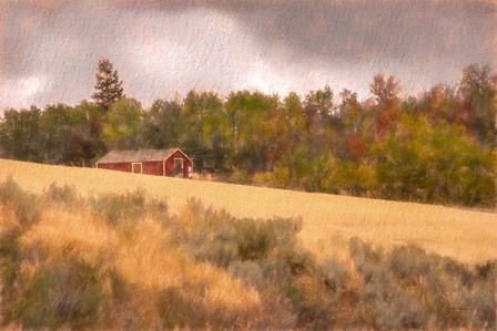 Autumn Barn by Ramona Murdock art print