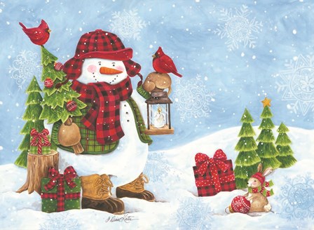 Lodge Snowman by Diane Kater art print