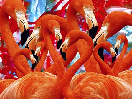 Red Flamingo Family by Ata Alishahi art print