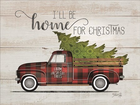 Home for Christmas Vintage Truck by Marla Rae art print